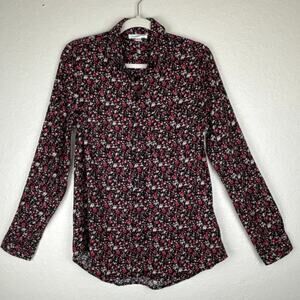 Beachlunchlounge Black Floral Long Sleeve Button Down 
Size S